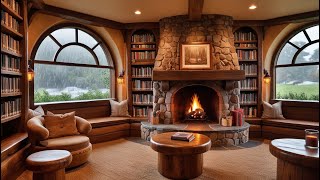 Rainy Night on a Mountain Retreat with Crackling Fireplace & Thunder for Sleeping