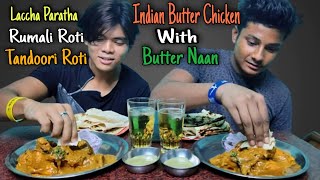 INDIAN Butter Chicken and Butter Naan eating Mukbang with different Indian Breads | Fit Hit Foodie