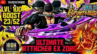 OPBR Level 100 EX Onigashima Zoro Boost 23/52 Gameplay • One Piece Bounty Rush 2023 ☆ Showcase [HD]