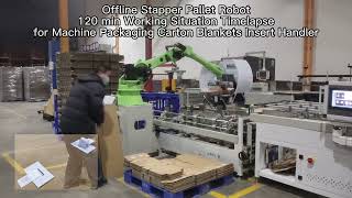 Offline Stapper Pallet Robot 120 min Working Situation Timelapse for Machine Packaging Carton Sheet