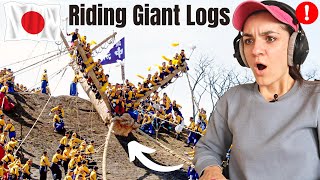 Onbashira Festival: Riding Giant Logs Downhill | Japan's Dangerous "Honorable Pillars" Festival 🇯🇵