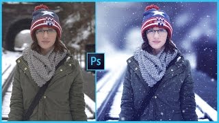 Photoshop CC Tutorial - Fantasy Snowfall Color Effects - Easy & Fast - In Hindi