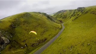 Paragliding down Winnats Pass, Derbyshire