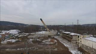 Downingtown, PA Smoke stack Demolition Drone Video - New Version with Sound!