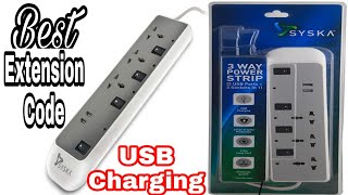 Best Extension Cords / Board - Syska | Individual Switch 3 Socket 2 USB Ports Surge Protector