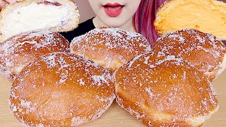 ASMR CREAM DONUTS, CHEESE CREAM DONUTS MUKBANG 설탕가득 우유크림도넛, 황치즈 크림도넛, 카라멜 크림도넛 먹방 eating sounds