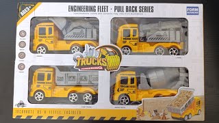 4 Minutes Satisfying With Unboxing Construction Trucks Play Set | ASMR | Unboxing & Review