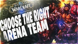 BM HUNTER PVP  - CHOOSING THE RIGHT ARENA TEAM!! BATTLE FOR AZEROTH 8.0