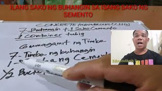 Ilang sako ng buhangin sa isang sako ng Cemento /EdmundBeth Tv