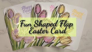 Tulip Shaped Front Flap Card- Foiling, Stenciling and Die Cutting #spellbinders #altenew #hotfoil