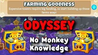 Odyssey Hard Mode | No Monkey Knowledge | Farming Goodness | BTD6 Tutorial