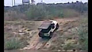 Mahindra jeep negotiating steep incline