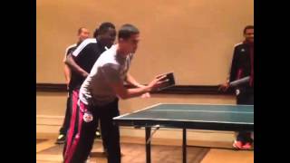 Thierry Henry and team mates playing table tennis