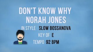 Don't Know Why - Norah Jones - Karaoke Male Backing Track