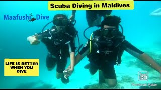 | Couple Scuba Diving first time in Maldives | Maafushi Dive | Christmas Eve Dinner|