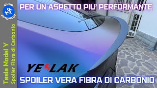 YESLAK - Spoiler in vera FIBRA DI CARBONIO  per Tesla Model 3/Y come l'ORIGINALE