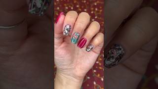 Retro Christmas Dip Powder Nails #youtubeshorts #dippowdernails #retrochristmas