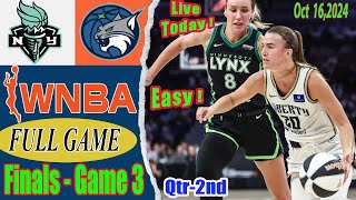 New York Liberty vs. Minnesota Lynx [ FINAL GAME 3 ]Oct 16,2024 | WNBA 2024 Season | WNBA Today