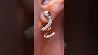 snake earrings in diamond #jewellery #gold #diamond #trending