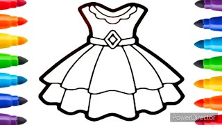 Cute Girl Frock Drawing and Coloring for Kids and Toddlers || Learn How to Draw a Cute Frock ||