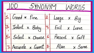 100 Synonyms Words | Common English Synonyms | 100 Similar Words | What is Synonym | Synonyms |