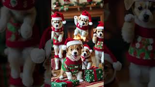 Santa Puppies Dancing Into Christmas Joy