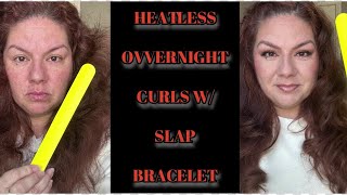 OVERNIGHT CURLS W/ SLAP BRACELETS. Old school method of headless curls using a kids slap bracelet.