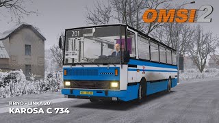 OMSI 2 #064 [CZ] Brno-Líšeň » 201 | Karosa C 734.1340 (sníh & manuál)