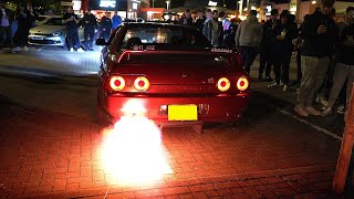 R32 SKYLINE 2-STEPS At Modified Car Meet! - Modified Cars Leaving A Car Meet!