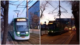 Tramvaiele Astra Imperio Metropolitan #3822 (25) și V3A-93-CH-PPC #224 (11) la Piața Danny Huwé