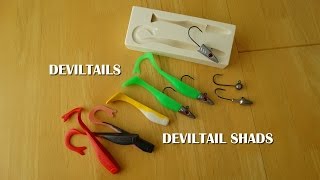 Soft lures Deviltail shads and eels for Cod Bass Pollock and Coalfish