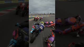 RIDER DOWN MIDDLE OF THE TRACK! NEAR MISS! #motogp24 #motogp #gaming #shorts