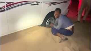 Bogged for the second time on the dune in the Sahara Desert of the Tiris Zemmour Region, Mauritania.