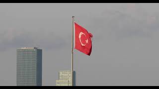 4K - Turkish Flag, istanbul, Turkey - August 2021 / 400mm Lens