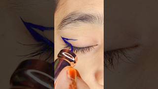 Create wings eyeliner look with blue eyeliner 💙 #shorts #eyeliner