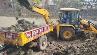 JCB 3DX Working In Pond Tractor Trooly Loding || Tractor Working #tractor#video @MYTRACKTORMYFIELD