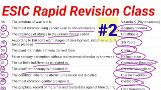 ESIC Staff Nurse Rapid revision class | Golden key points based on previous year paper | #2