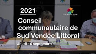 Sud Vendée Littoral : Conseil communautaire - Septembre 2021