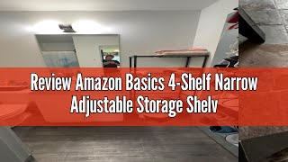 Review Amazon Basics 4-Shelf Narrow Adjustable Storage Shelving Unit, 200 Pound Loading Capacity per