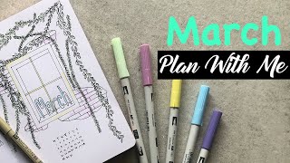 PLAN WITH ME - March Bullet Journal 2021 - Pastel Ivy theme| ArtStudentLife