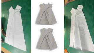 HOW TO DRAFT AN A-LINE ASYMMETRICAL FRONT PLEATED KIDDIES DRESS