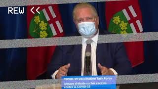 Ford responds to a question about Ontario's long-term care crisis