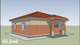 Проект дома 65.2м² в SketchUp