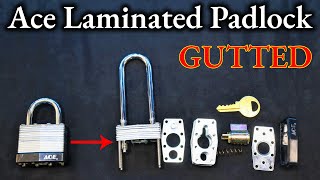 258) Ace 40mm Laminated Padlock Picked and Gutted