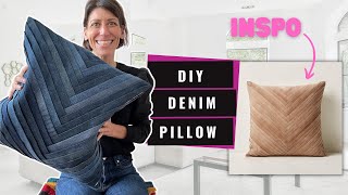 DIY UPcycled DENIM Pillow | CB2 Inspired Project using Old Denim Jeans