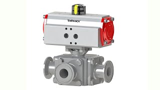 Valworx Air Actuated 3-Way L-Port Sanitary Ball Valves - Scotch Yoke