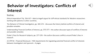 Week 5 Behavior of Investigators Conflicts of Interest