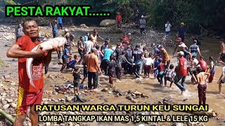 RATUSAN WARGA TURUN KEU SUNGAI⁉️memeriahkan peresmian jembatan lewi keris dengan memperebutkan ikan.