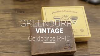 Greenburry Geldbörse Leder RFID Vintage Original antik braun 1705-RFID-25