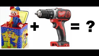 I used a power drill to crank a Jack in the box toy! Watch what happens!! :-O